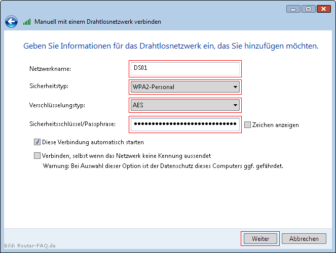 Windows Vista (WLAN - manuelle Installation) 6