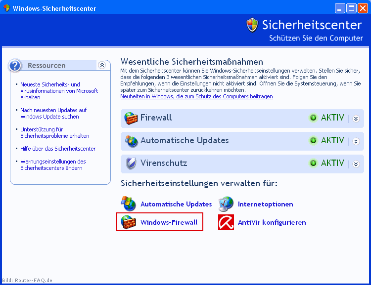 Windows XP (Sicherheitscenter) 1