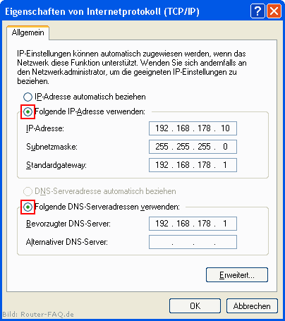 Eigenschaften von Internetprotokoll (TCP/IP)