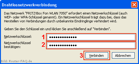 Drahtlosnetzwerkverbindung -Netzwerkschlüssel