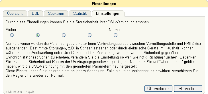 FRITZ!Box: DSL-Informationen 04.49 - Einstellungen