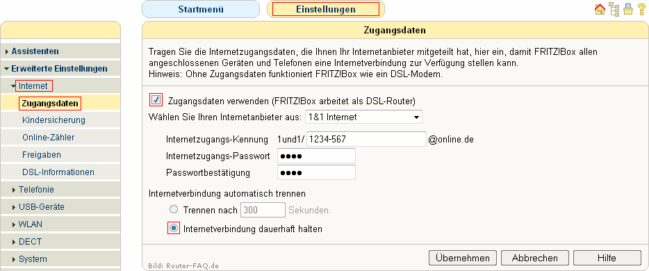FRITZ!Box: Einrichtung Internetzugang 04.49 1