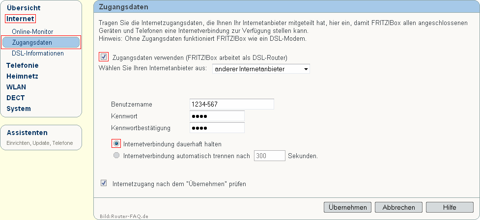 FRITZ!Box: Einrichtung Internetzugang 04.84 1