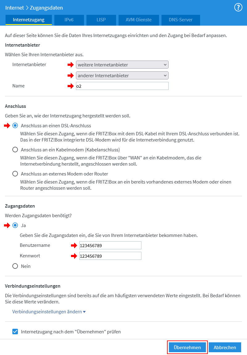 FRITZ!Box: Einrichtung Internetzugang 07.00 8