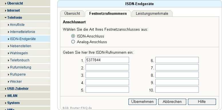 FRITZ!Box: Einrichtung Telefonie ISDN 04.31 6