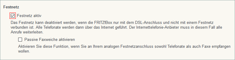 FRITZ!Box: Festnetz 06.01 8