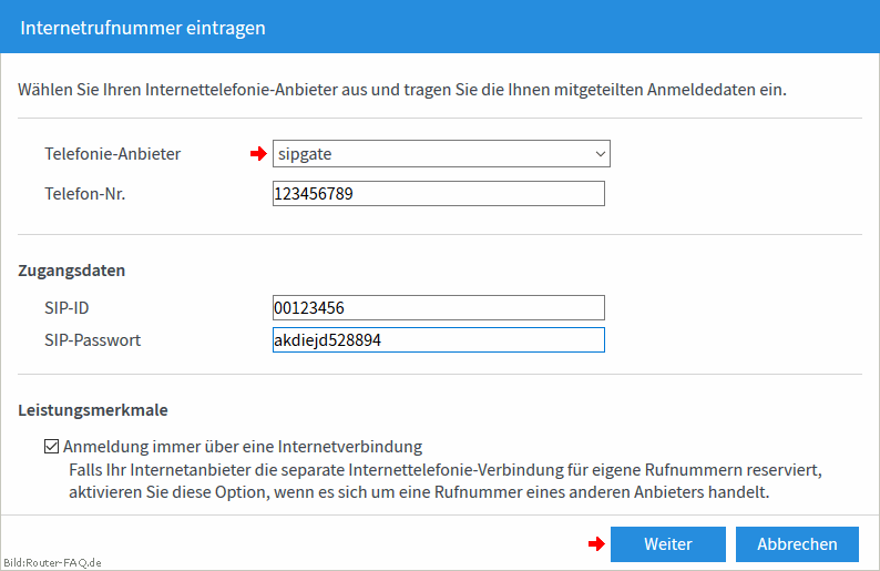 FRITZ!Box: Einrichtung Telefonie IP 06.50 3