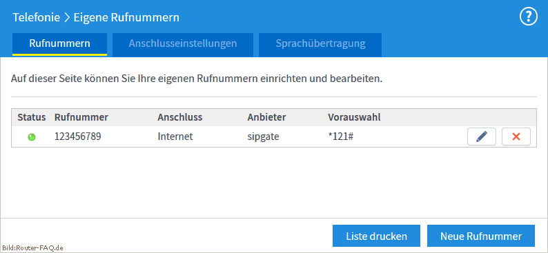 FRITZ!Box: Einrichtung Telefonie IP 06.50 7