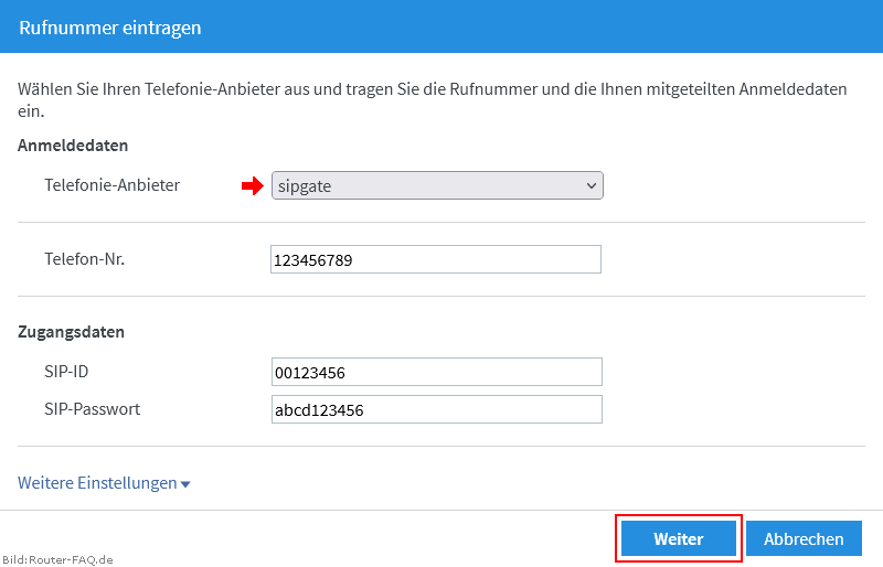 FRITZ!Box: Einrichtung Telefonie IP 07.00 3