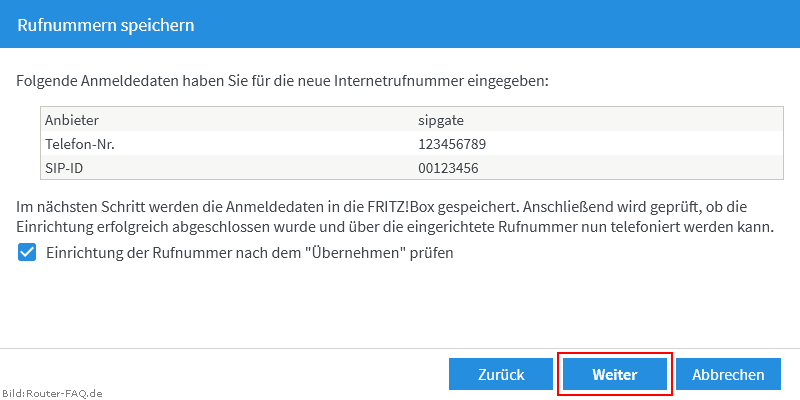 FRITZ!Box: Einrichtung Telefonie IP 07.00 4