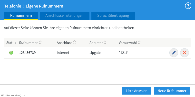 FRITZ!Box: Einrichtung Telefonie IP 07.00 7