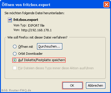 FRITZ!Box: Einstellungen sichern 04.49 2