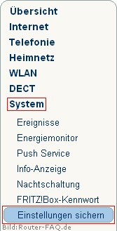 FRITZ!Box: Einstellungen sichern 04.86 1