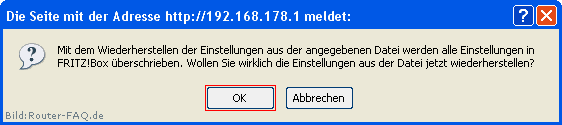 FRITZ!Box: Einstellungen wiederherstellen 04.49 4