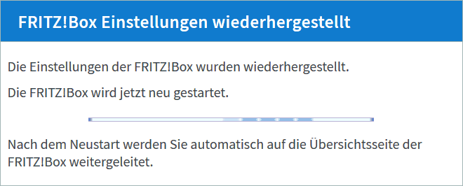 FRITZ!Box: Einstellungen wiederherstellen 06.50 5