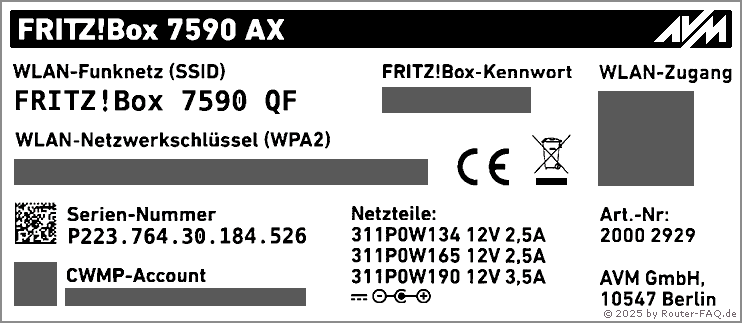 FRITZ!Box: Unterstützung für die Editionen-Tabellen - FRITZ!Box Aufkleber (unkenntlich)