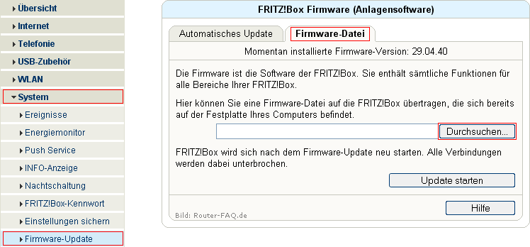 FRITZ!Box: Firmware-Update Datei 04.33 6