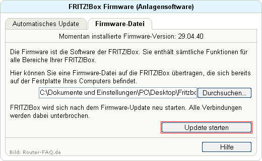 FRITZ!Box: Firmware-Update Datei 04.33 8