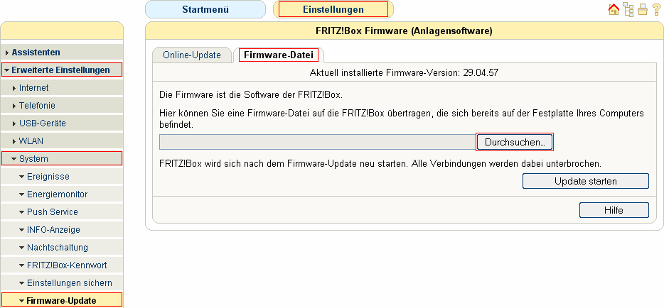 FRITZ!Box: Firmware-Update Datei 04.49 5