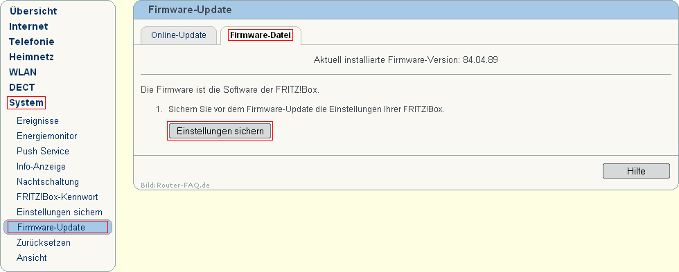 FRITZ!Box: Firmware-Update Datei 04.86 5