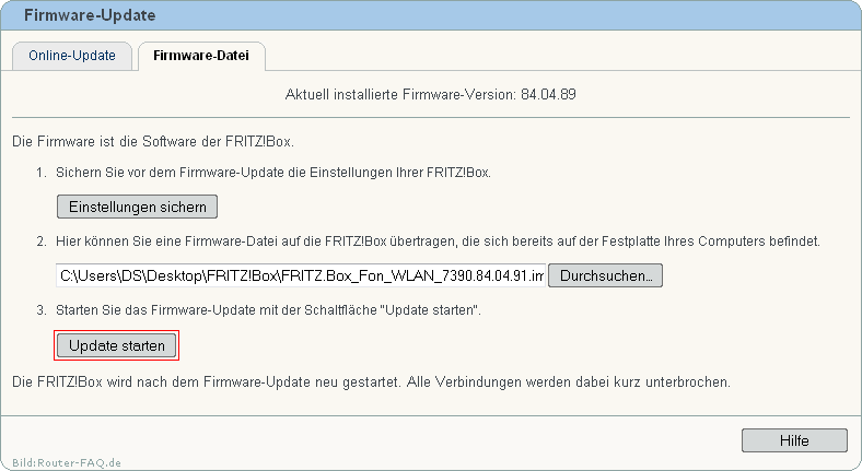 FRITZ!Box: Firmware-Update Datei 04.86 8