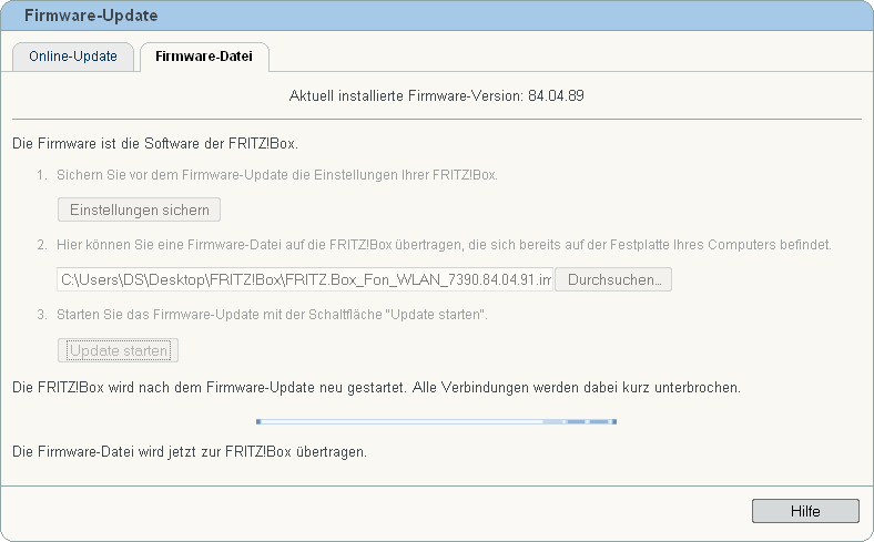 FRITZ!Box: Firmware-Update Datei 04.86 9