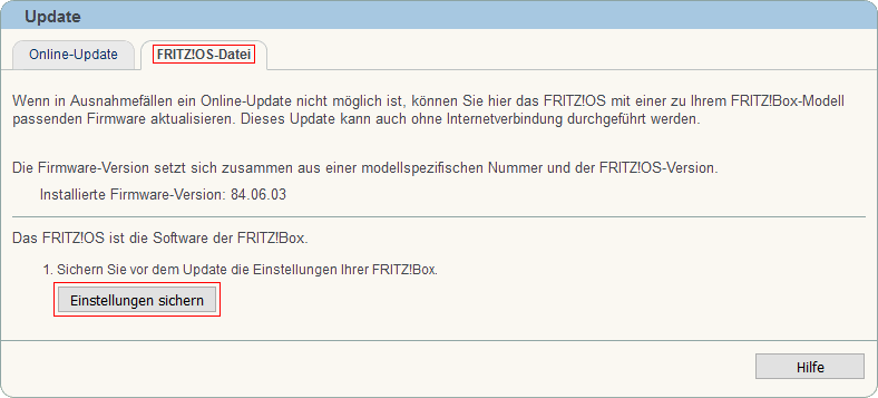 FRITZ!Box: Firmware-Update Datei 06.01 6