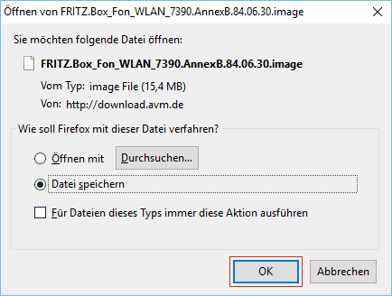FRITZ!Box: Firmware-Update Datei 06.01 3