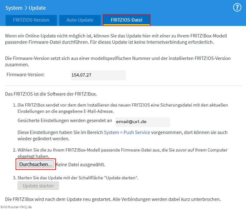 FRITZ!Box: Firmware-Update Datei 07.00 5