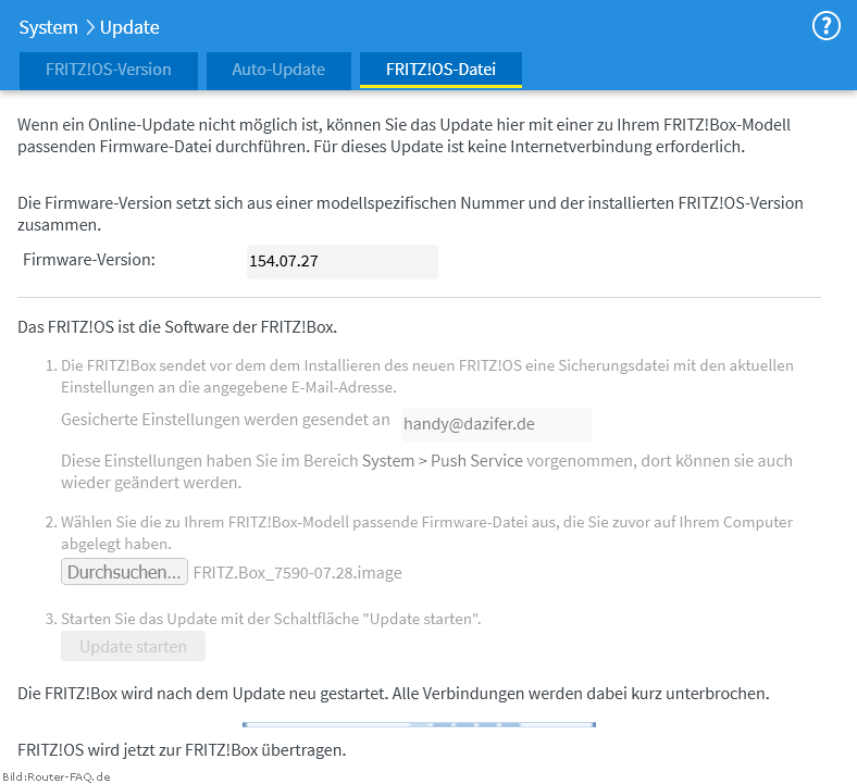FRITZ!Box: Firmware-Update Datei 07.00 8