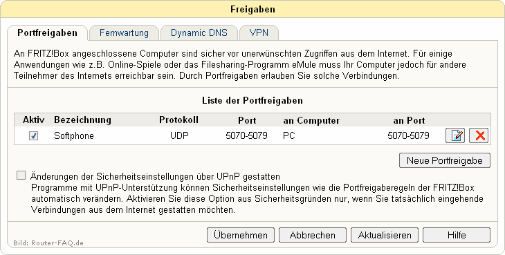 FRITZ!Box: Portfreigabe 3